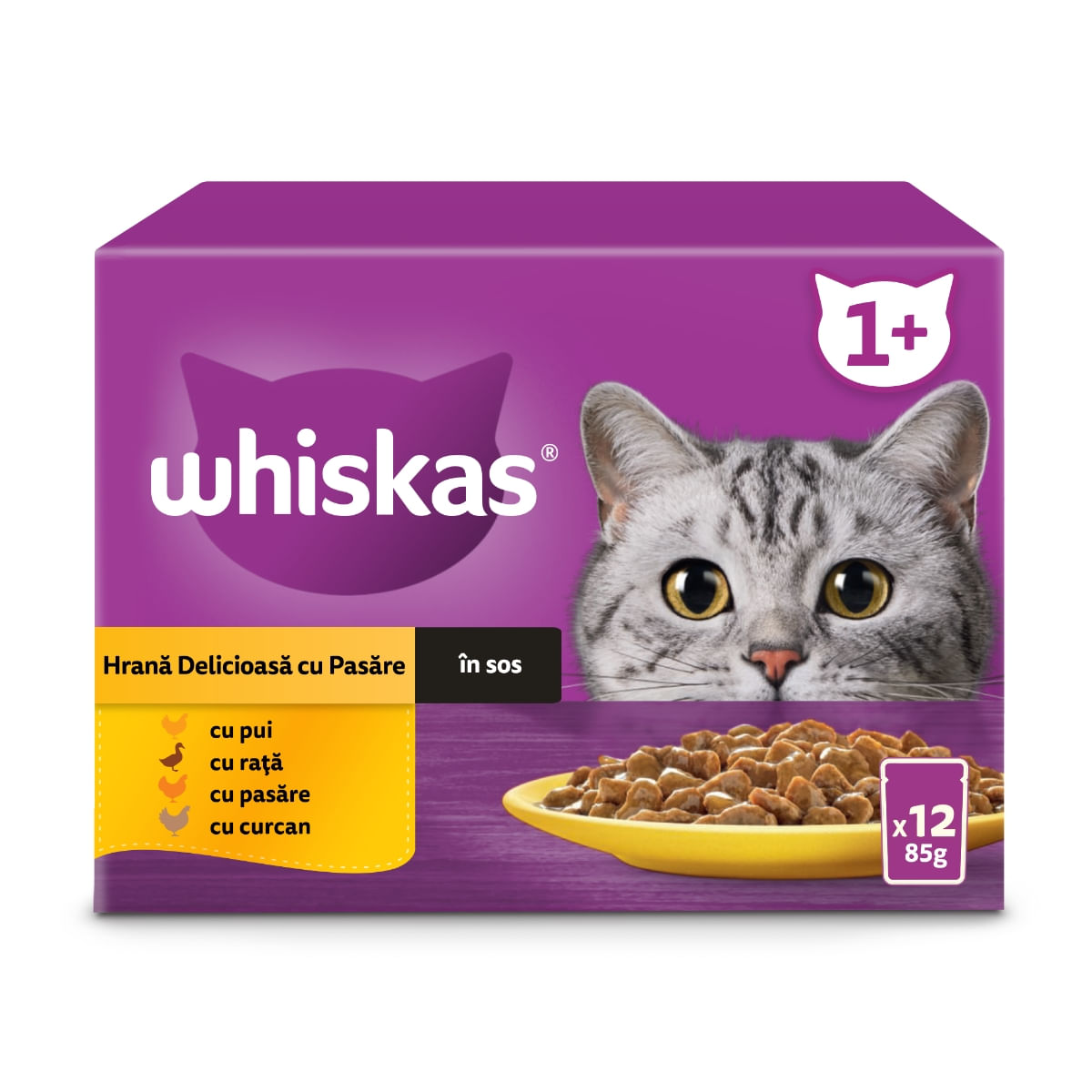 WHISKAS Selectii, Pasăre, plic hrană umedă pisici, (în sos), multipack, 85g x 12 - poza 1