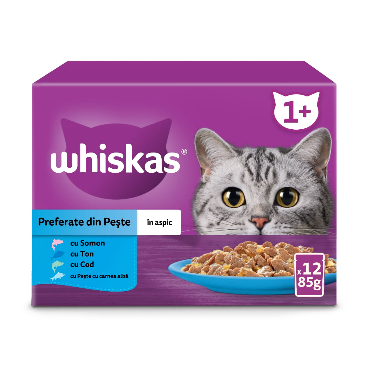 WHISKAS Selectii, Pește, plic hrană umedă pisici, (în aspic), multipack, 85g x 12 - poza 2