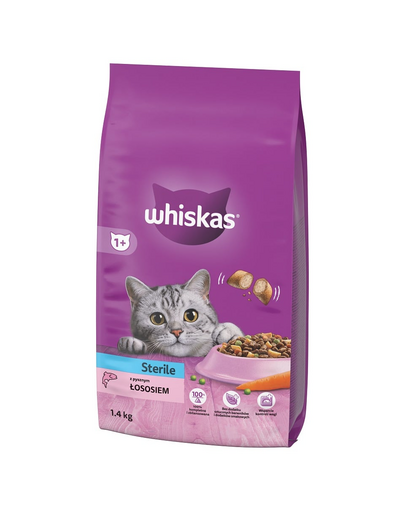 WHISKAS Sterile hrană cu somon 1,4 kg pisici sterilizate
