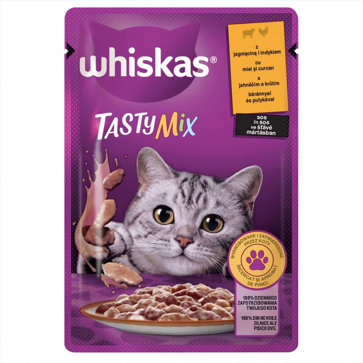 WHISKAS Tasty Mix Creamy Creations, Miel și Curcan, plic hrană umedă pisici, (în sos), 85g - poza 4