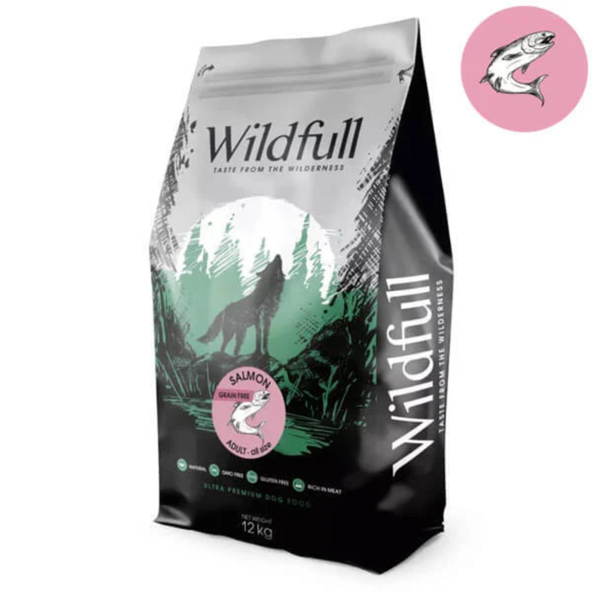 WILDFULL Adult All Size, XS-XL, Somon, hrană uscată fără cereale câini, 12kg - poza 1