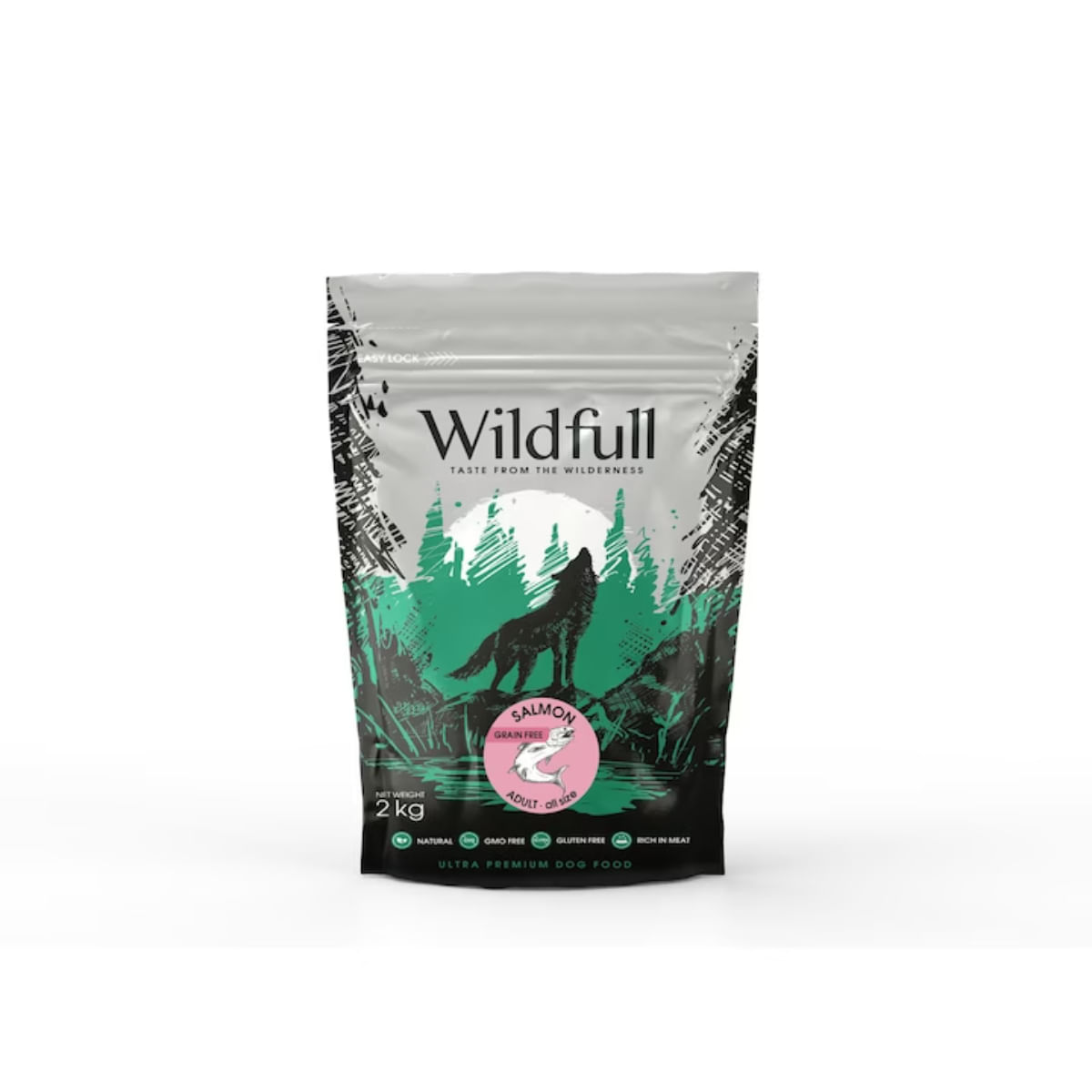 WILDFULL Adult All Size, XS-XL, Somon, hrană uscată fără cereale câini, 2kg - poza 1