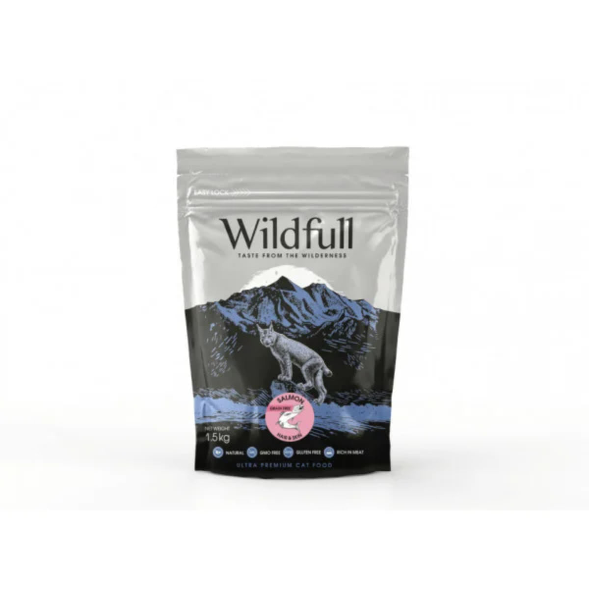 WILDFULL Hair&Skin, Somon, hrană uscată fără cereale pisici, piele & blană, 1.5kg