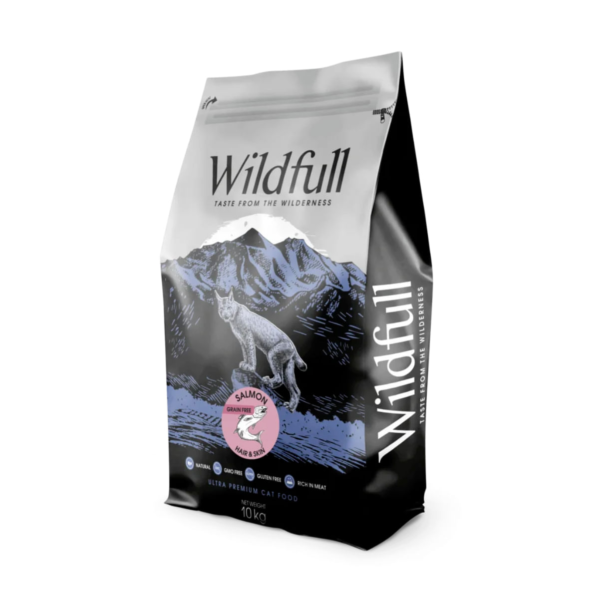 WILDFULL Hair&Skin, Somon, hrană uscată fără cereale pisici, piele & blană, 10kg - poza 1