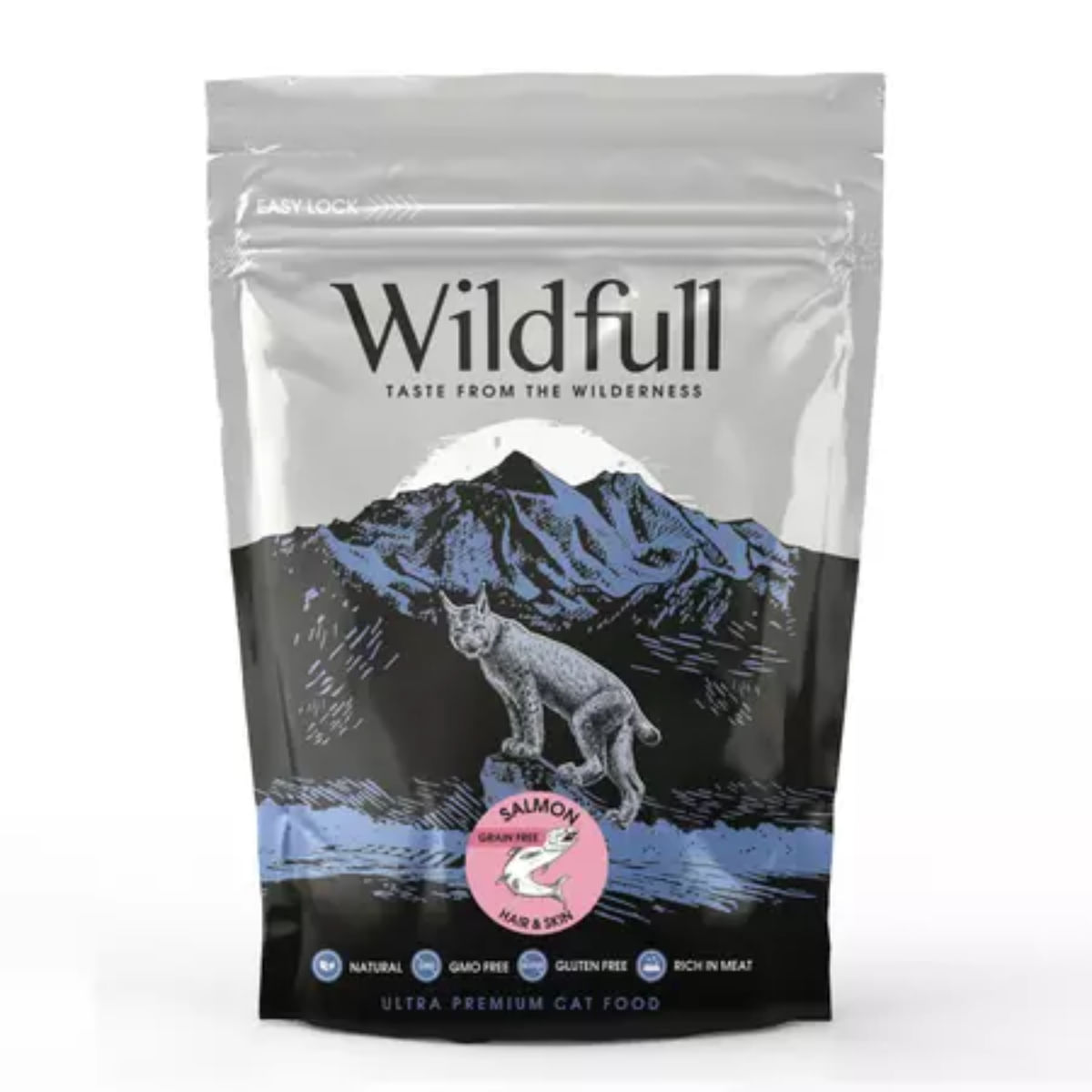 WILDFULL Hair&Skin, Somon, hrană uscată fără cereale pisici, piele & blană, 400g - poza 1