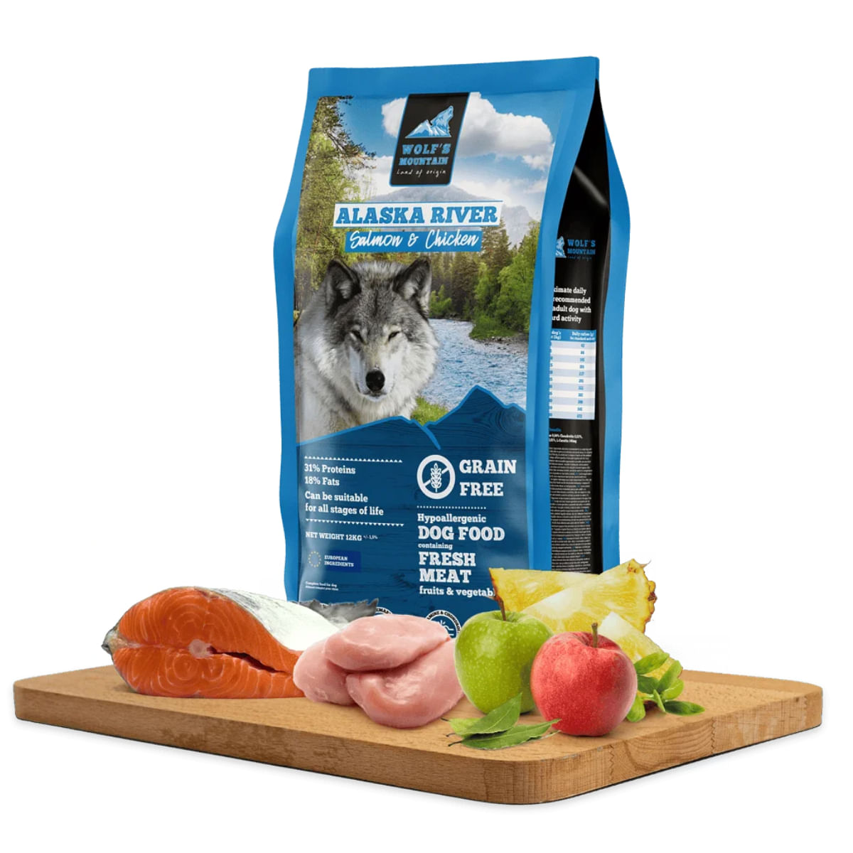 WOLF'S MOUNTAIN Alaska River, XS-XL, Somon și Pui, hrană uscată fără cereale câini, 12kg - poza 1