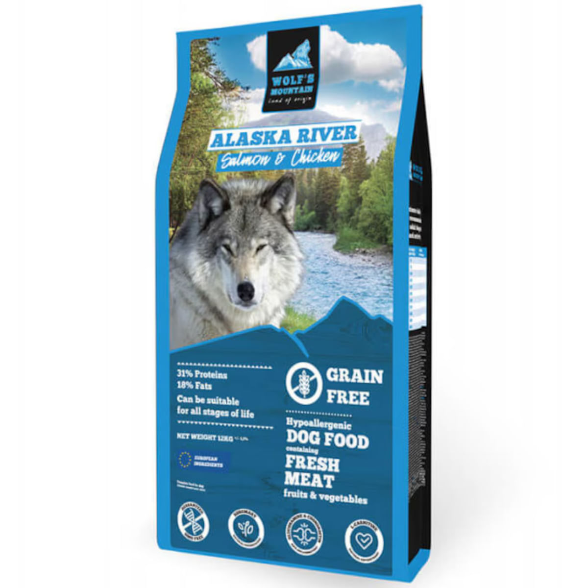 WOLF'S MOUNTAIN Alaska River, XS-XL, Somon și Pui, hrană uscată fără cereale câini, 2kg - poza 1