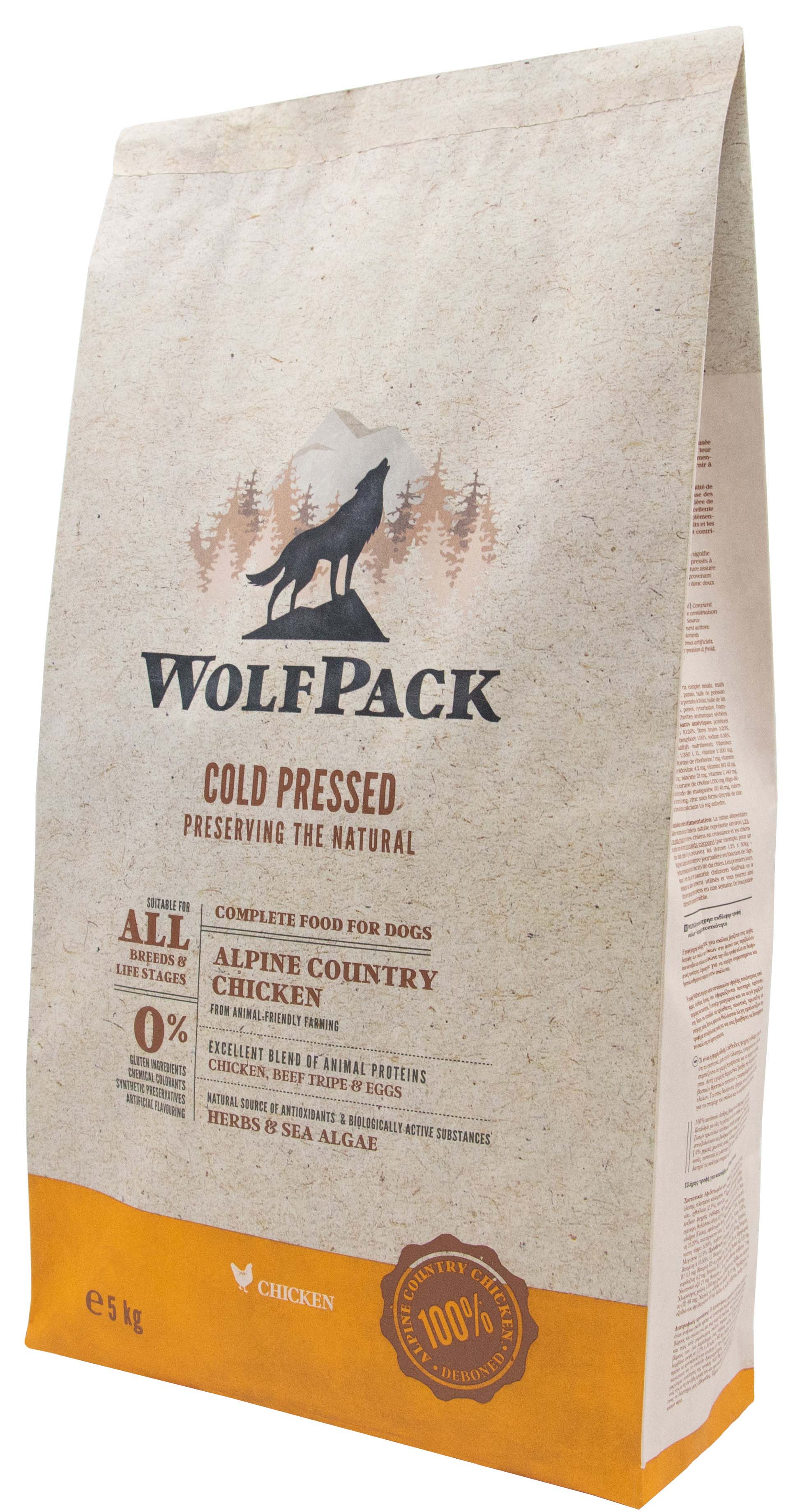 WOLFPACK Hrană presată la rece pentru câini, Pui
