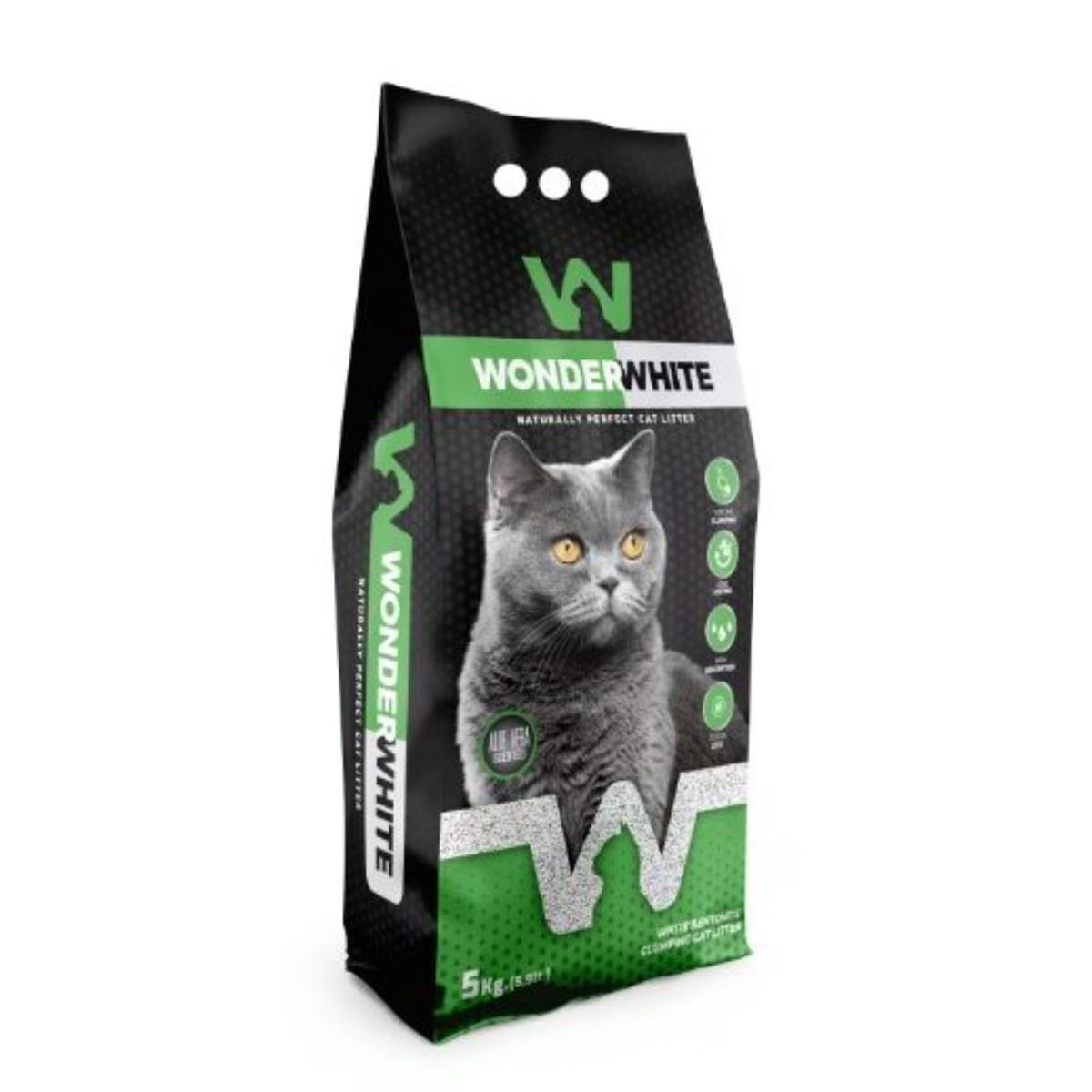 WONDERWHITE, Aloe Vera, așternut igienic pisici, granule, bentonită, aglomerant, fără praf, 5kg - poza 2