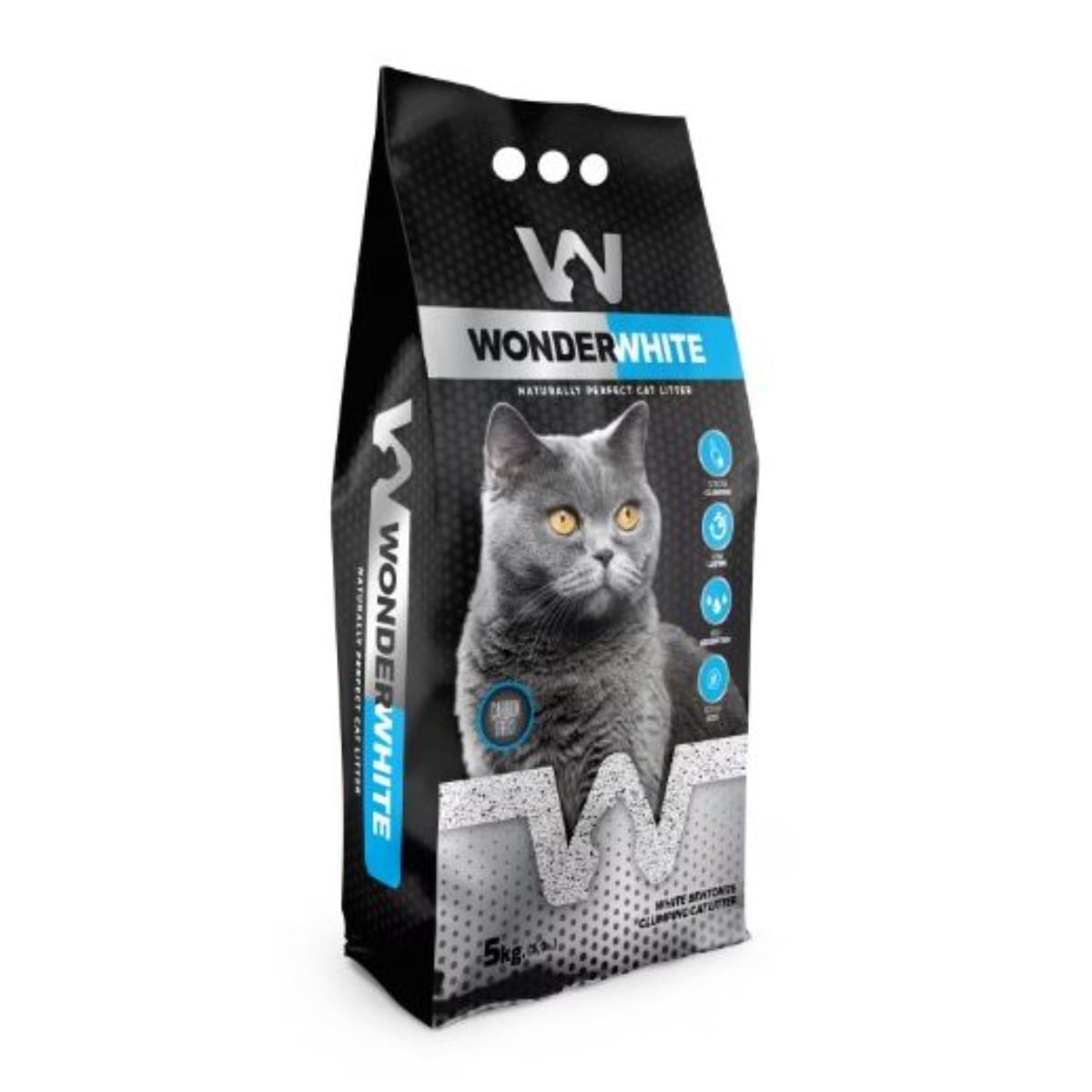 WONDERWHITE Carbune Activ, așternut igienic pisici, granule, bentonită, aglomerant, neutralizare mirosuri, fără praf, 5kg - poza 2