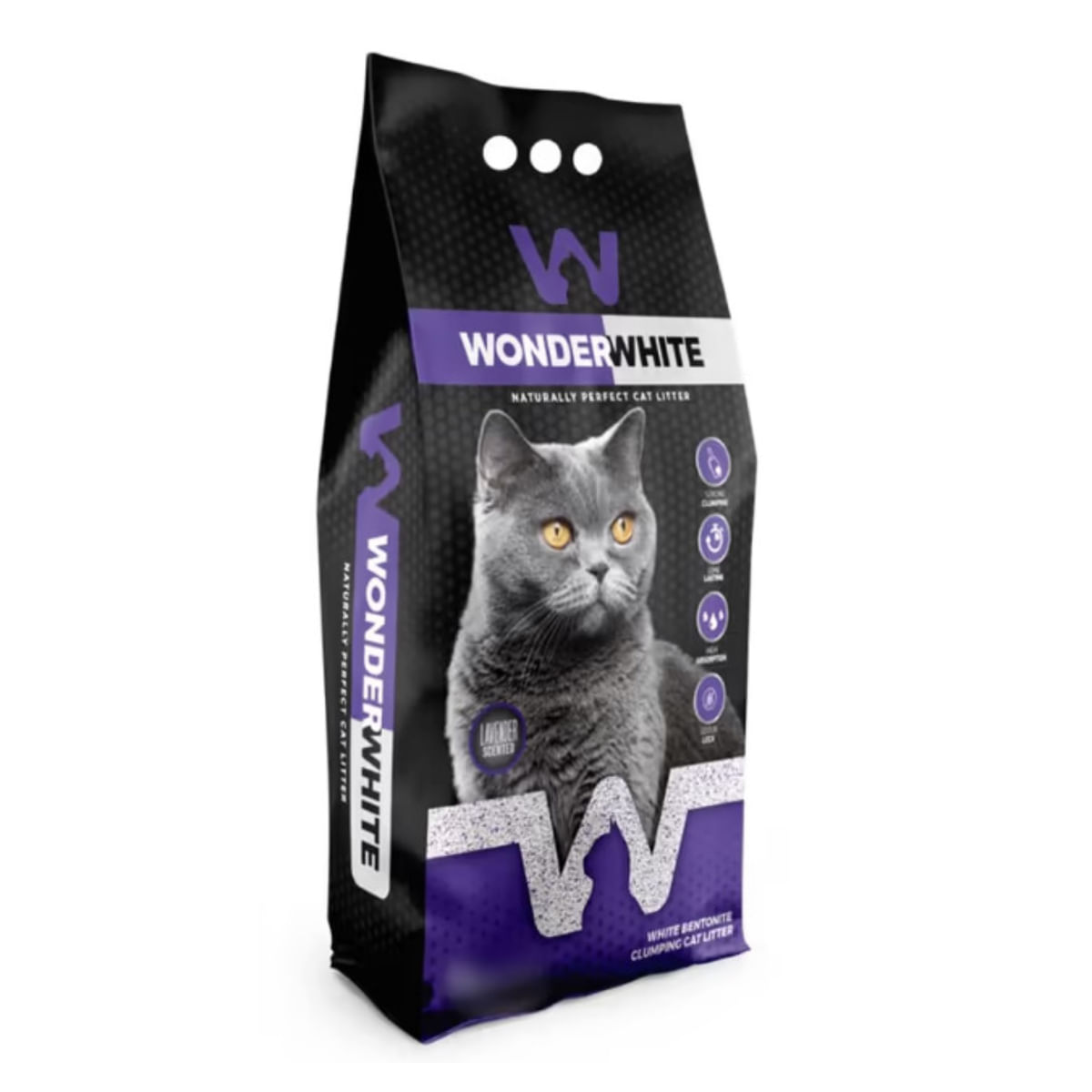WONDERWHITE, Lavanda, așternut igienic pisici, granule, bentonită, aglomerant, neutralizare mirosuri, 15.3kg - poza 1