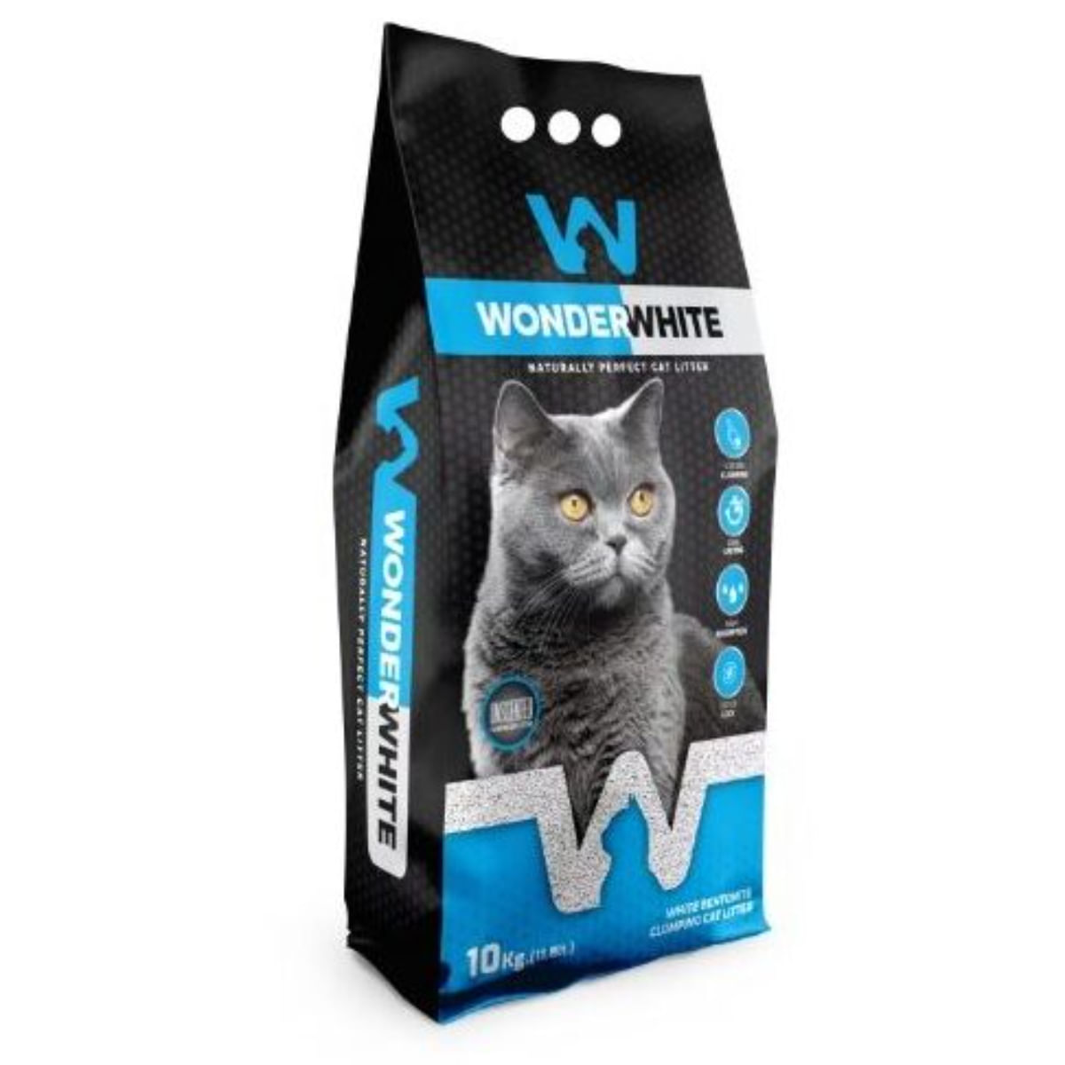 WONDERWHITE, neparfumat, așternut igienic pisici, granule, bentonită, aglomerant, neutralizare mirosuri, fără praf, 10kg - poza 2