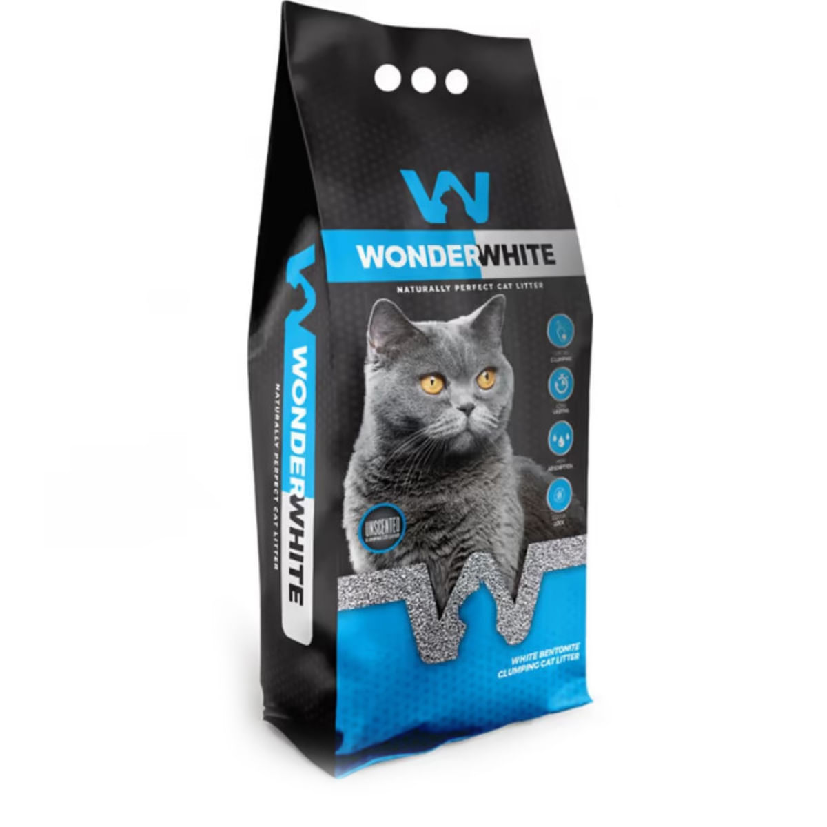 WONDERWHITE, neparfumat, așternut igienic pisici, granule, bentonită, aglomerant, neutralizare mirosuri, fără praf, 15.3kg - poza 2