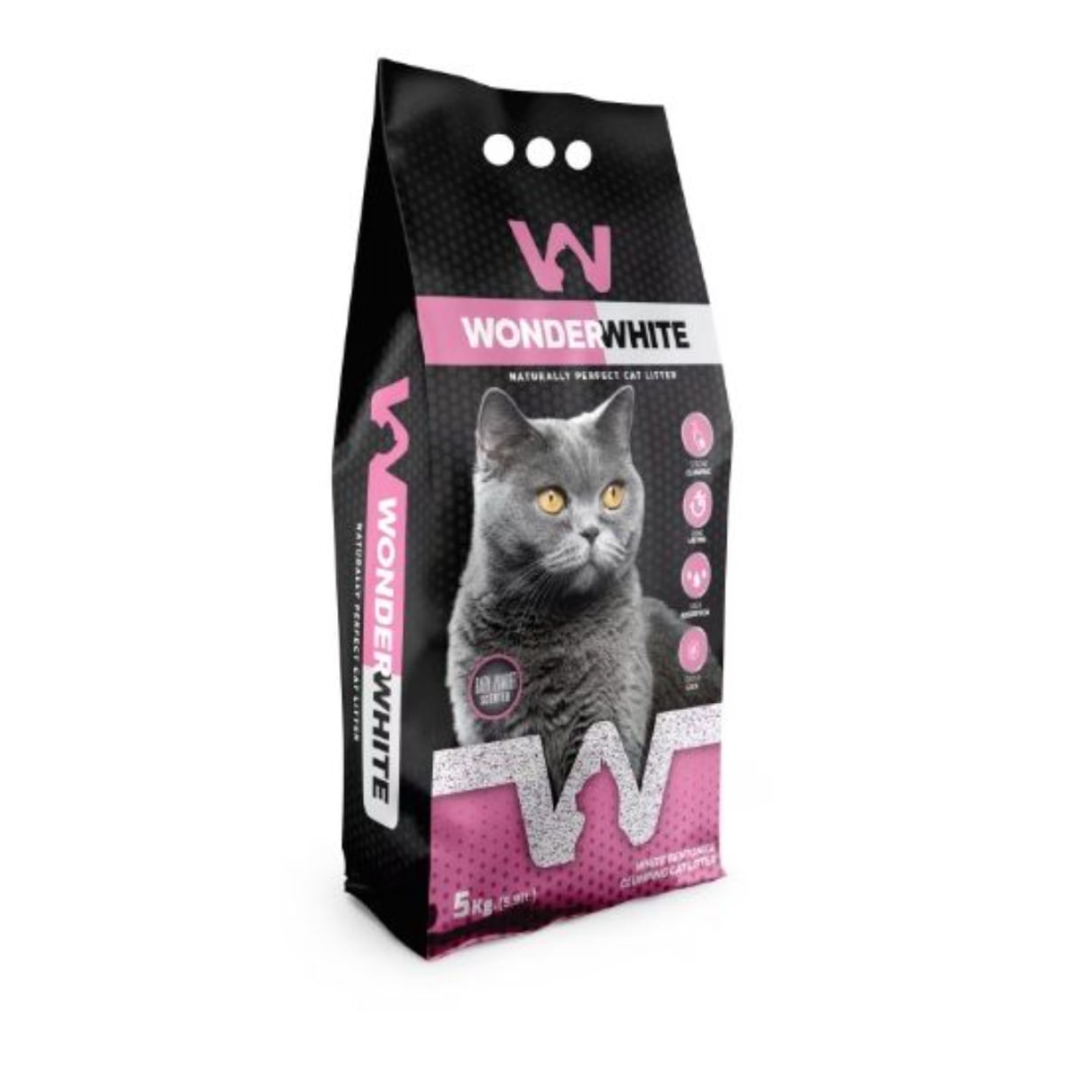WONDERWHITE, Talc, așternut igienic pisici, granule, bentonită, aglomerant, neutralizare mirosuri, 5kg - poza 1