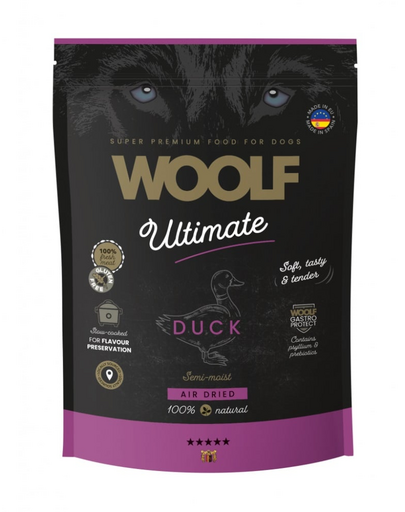WOOLF Ultimate Soft Adult Dog rață 1 kg hrană semi-umedă fără cereale pentru câini adulți