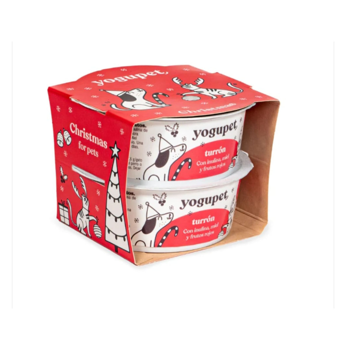 YOGUPET Christmas iaurt cu turrón, XS-XL, recompense câini, (topping), multipack, 110g x 2buc - poza 1
