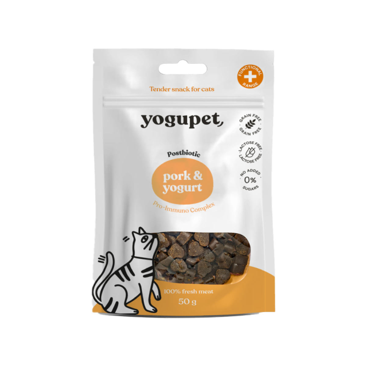 YOGUPET Snack Cat Porc & Iaurt, Porc, recompense fără cereale pisici, 50g - poza 1