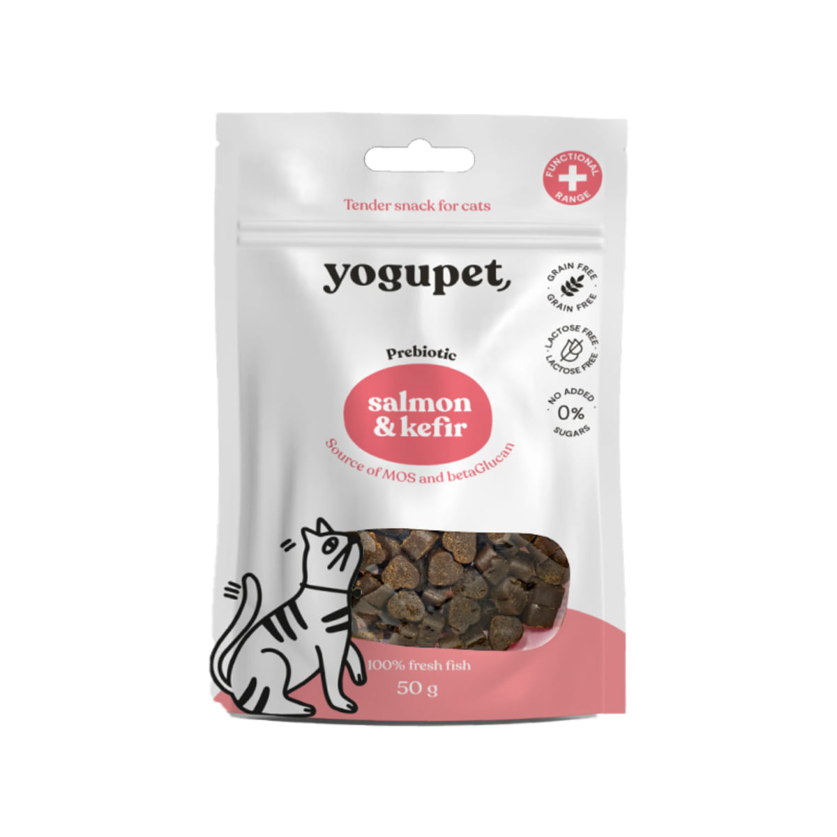 YOGUPET Snack Cat Somon & Kefir, Somon, recompense fără cereale pisici, 50g - poza 2