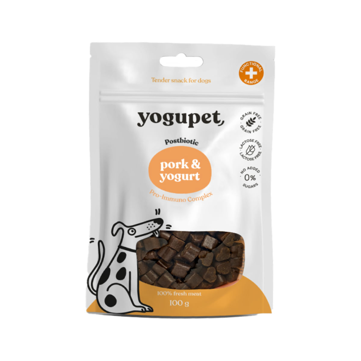 YOGUPET Snack Dog Porc & Iaurt, XS-XL, Porc, recompense fără cereale câini, 100g - poza 2