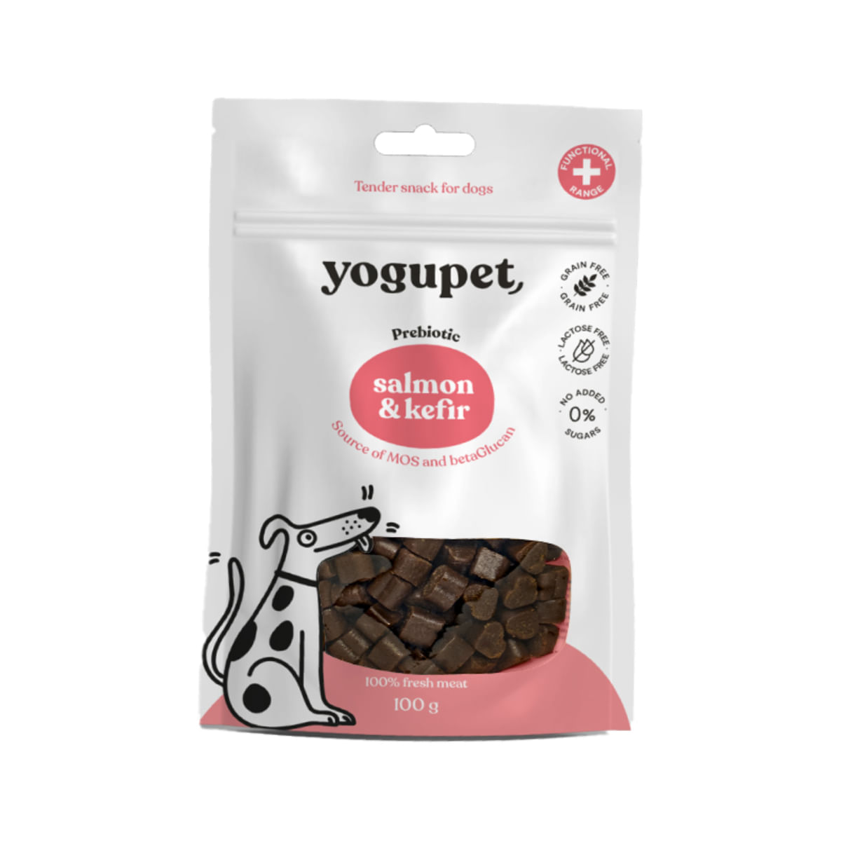 YOGUPET Snack Dog Somon & Kefir, XS-XL, Somon, recompense fără cereale câini, 100g - poza 1