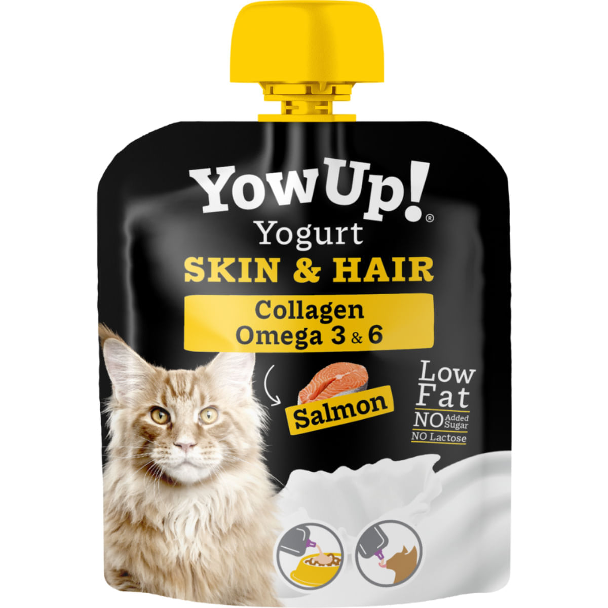 YOWUP! Yogurt Hair & Skin, Somon, recompense funcționale pisici junior & adult, piele & blană, (topping), 85g - poza 1