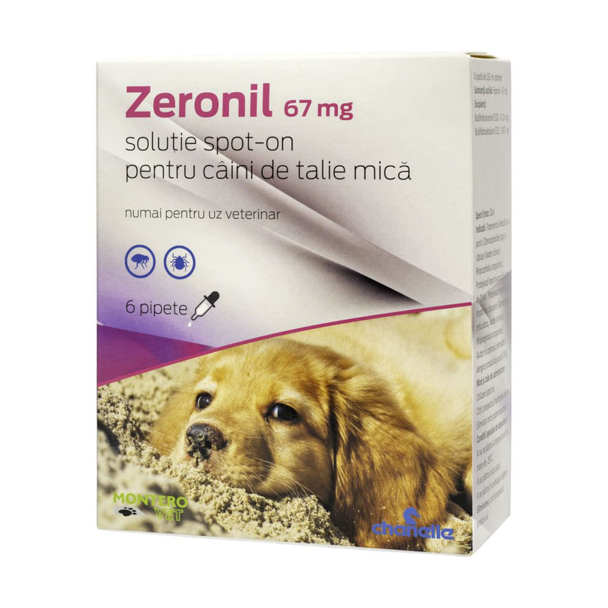 ZERONIL, deparazitare externă câini, pipete ZERONIL, deparazitare externă câini, XS-S(2 - 10kg), pipete, 67mg x 6buc - poza 1