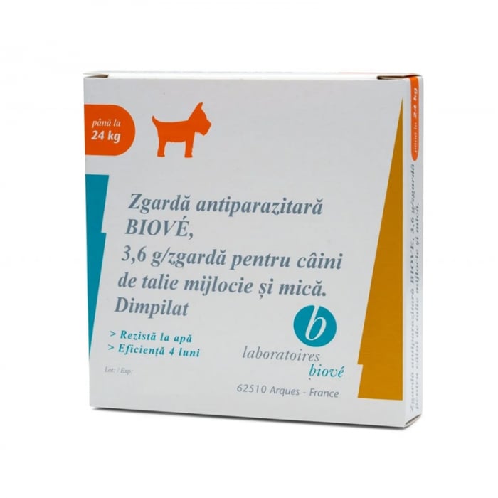 Zgarda antiparazitara Biove pentru caini de talie mica 60 cm
