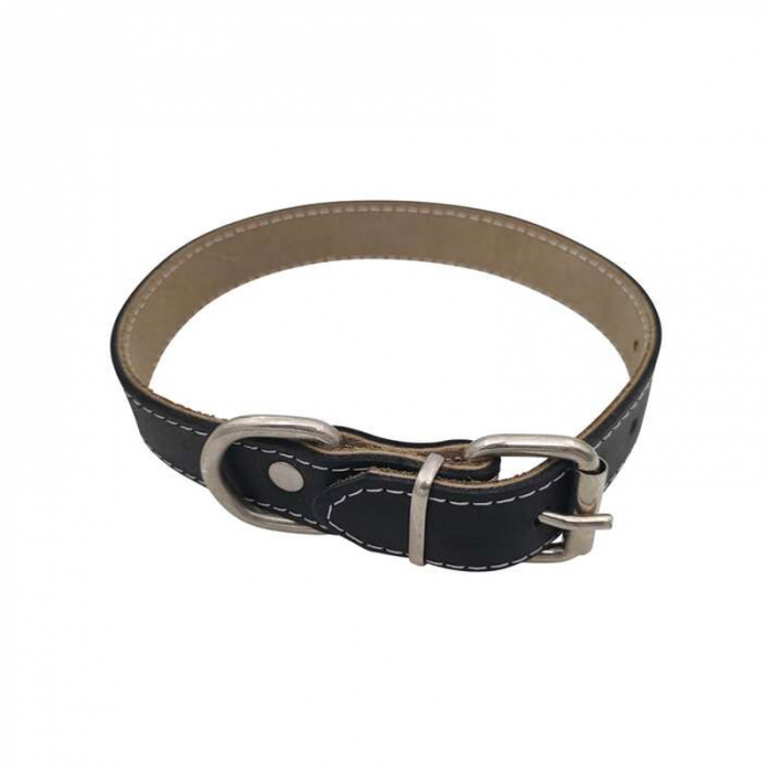 Zgarda din piele pentru caini Nr.3 Petro Neagra 2,3 x 50cm