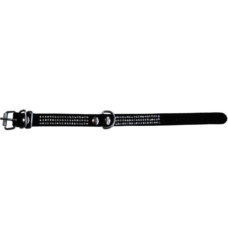 Zgarda Velur pentru Caini Milan Strasuri 3 Randuri 25 cm